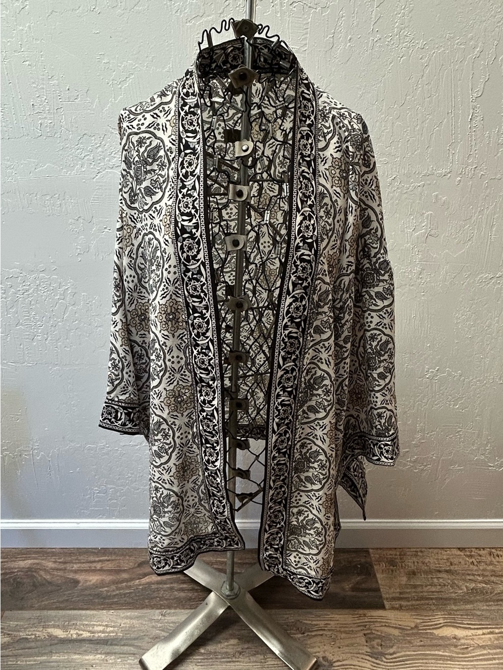 Max Studio Floral Medallion Kimono Open Front Boho Large